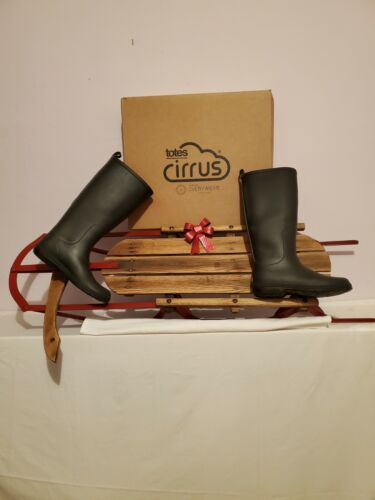 🌦Totes Cirrus🌦 *CLAIRE*  Black 100% Rubber Water Boots - Wm's Size 10  New 🦆 - Picture 1 of 8