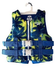 Speedo Youth PFD Life Jacket Vest Blue Palm Trees - Youth Size 50-90 lbs
