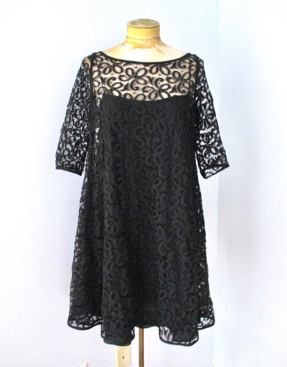 Marchesa notte 2-pc black lace trapeze outer layer slip dress lining tie belt 10 | eBay Marchesa notte 2-pc black lace trapeze outer layer slip dress lining tie belt 10 | eBay