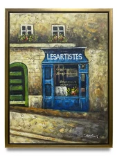 Hungryartist -Original Painting of Street Side on Canvas 12x16 Framed