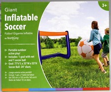 Giant Inflatable Soccer Ball 24 in w/ Goal 77X35X55 Portable Outdoor Fun