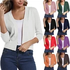 Classic 3/4 Sleeve Short Bolero shrug Sweater Cardigan for Women for dress S-XX•
