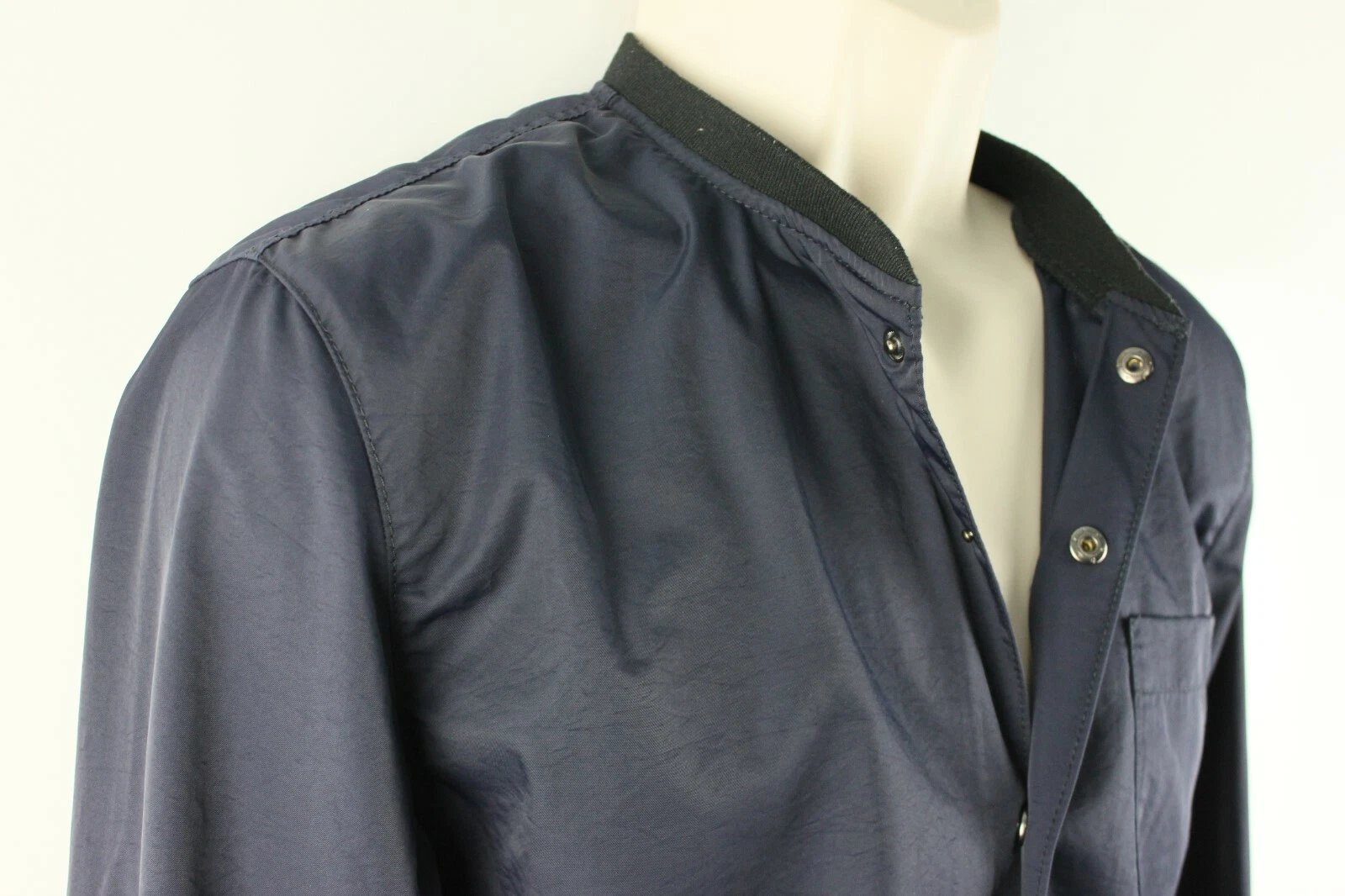 Topman Mens Snap Button Bomber Fit Jacket Sz Small Blue Polyester Blend EUC image 4