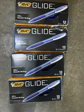 BIC Glide Bold Retractable Ball Pen Bold Point 1.6mm Blue, 48-count Rubber Grip
