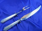 LUNT WILLIAM & MARY STERLING SILVER CARVING SET - VERY GOOD CONDITION MONOGRAM