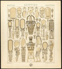 1890 - Ancient Egypt - Egyptian Vases and Amphorae - Ancient Lithograph
