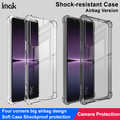 IMAK For Sony Xperia 1 V Shockproof 4 Airbags Soft Rubber Transparent Case Cover