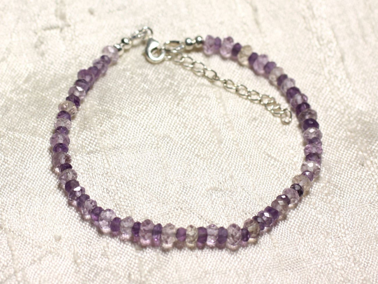 Bracelet en argent 925 avec pierres d'améthyste et amétrine de 3-5mm