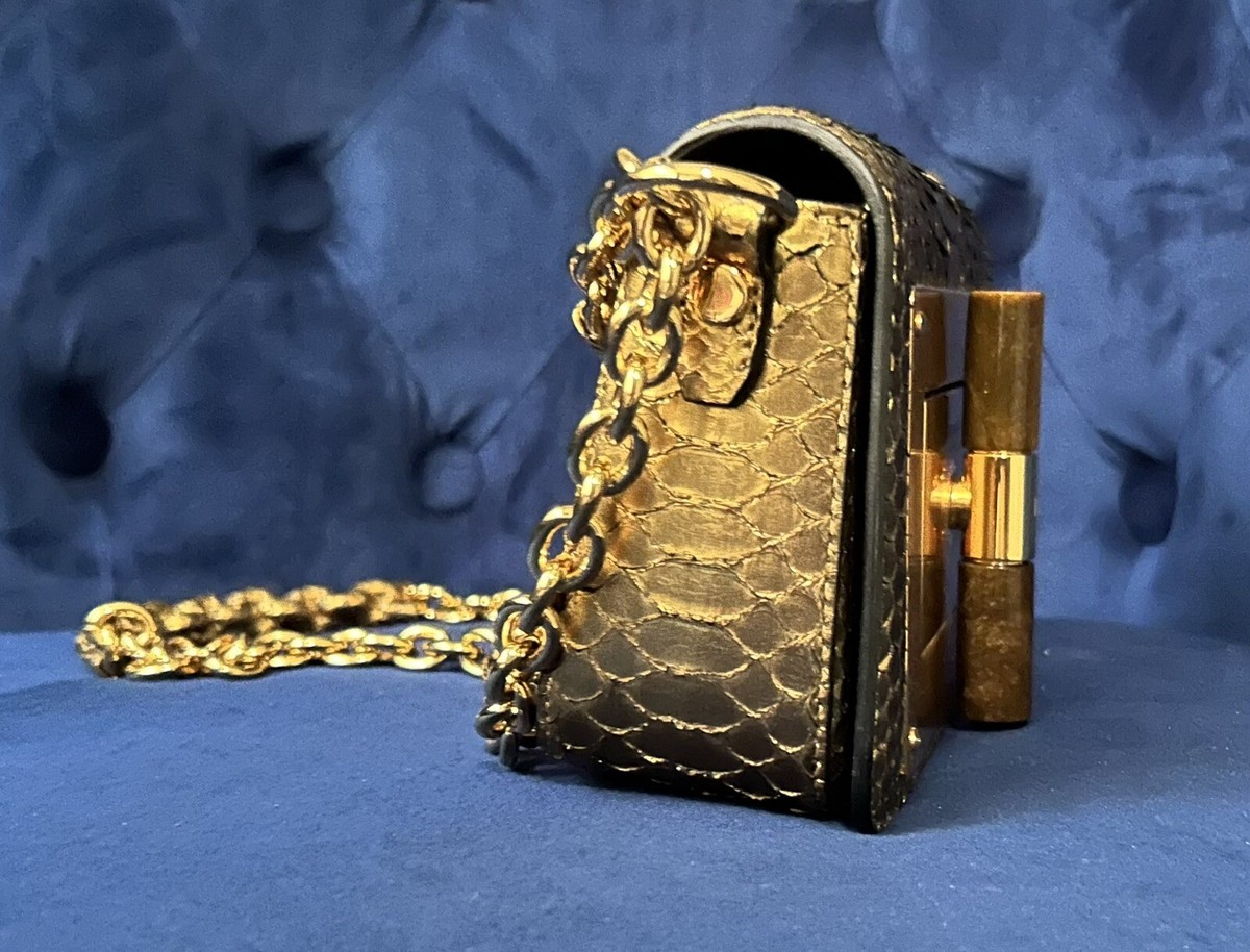 TOM FORD NATALIA MEDIUM PYTHON SHOULDER BAG GOLD | eBay
