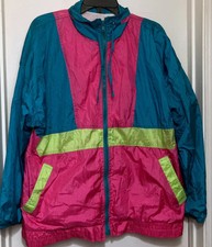 Vintage Komitor Nylon Windbreaker Workout Jacket 80s 90s Barbie Neon Costume