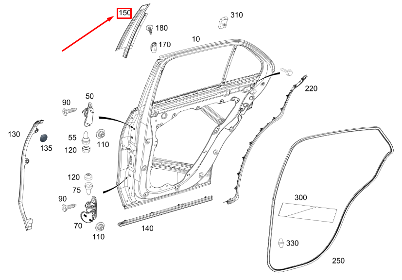 MERCEDES-BENZ GLE W167 B-Säulenverkleidung für die hintere linke Tür A1676904700