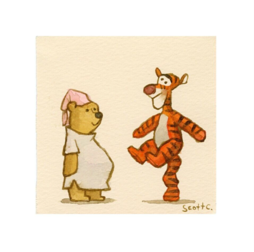 Scott C Great showdowns 2023 "The Bear and the Tiger" Pooh Bear signed print - Afbeelding 1 van 1