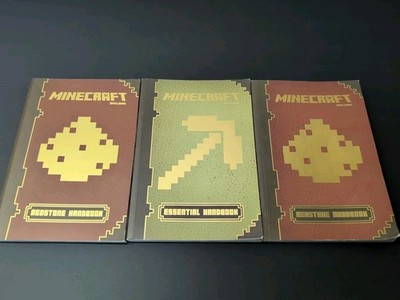 3 Book Lot: Minecraft Handbook Book Lot Essential & 2 Redstone Handbooks Mojang