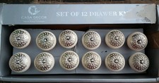 12 CASA DECOR Decorative Ceramic Drawer Knobs Box Damage Corners Handcrafted