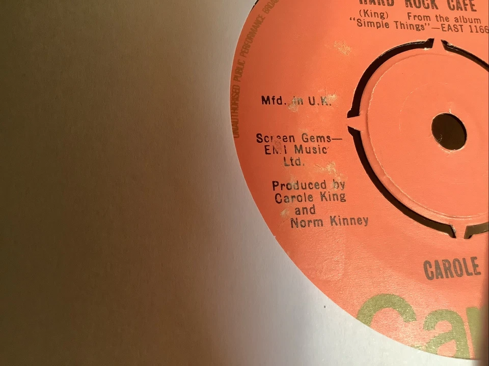 CAROLE KING 7”SINGLE HARD ROCK CAFE.USED. - Image 3 of 3