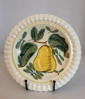 Vintage Red Wing Pottery Pear Fruit Plate 8.5” Hand Painted Fluted Rim USA