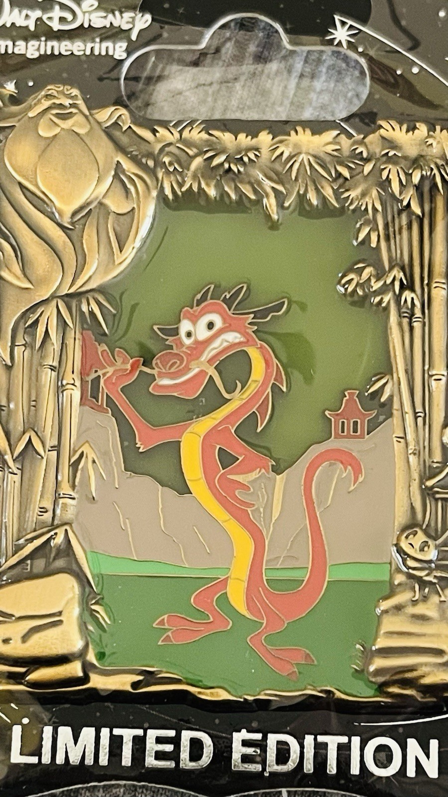 Cast Authentic Disney Mushu Dragon Stained Glass Look Pin MOC
