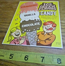 Vintage vending machine display Ice Cream Flavor candy card