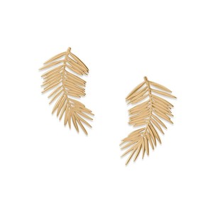 Authentic Women's 14 Karat Gold Plated Palm Leaf Post Earrings