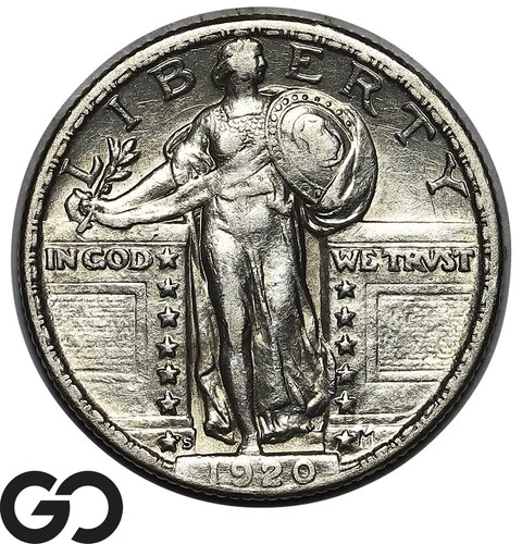 1920-S Standing Liberty Quarter, Choice AU++ Better Date