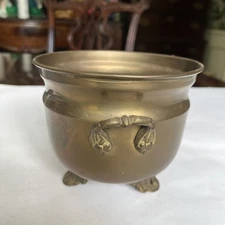 Brass Bronze Copper Cauldron Pot Footed Small Planter Vintage 