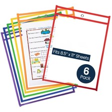 Dry Erase Document Protectors 6 Pack, 10x13.5 Inch, Reusable