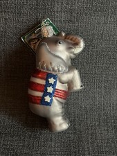Vintage 2003 Republican Elephant Old World Christmas Glass Ornament