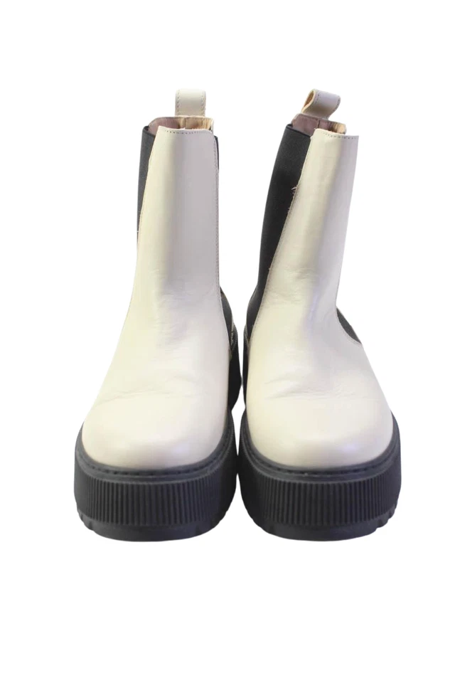 & Other Stories Botas de plataforma de tacón ancho sin cordones para mujer de cuero blanco talla 40 Foto 2 de 4