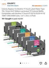 Colorty Replace for Brother P-Touch Label Maker Tape TZe 12mm 0.47 Ribbon Lamina