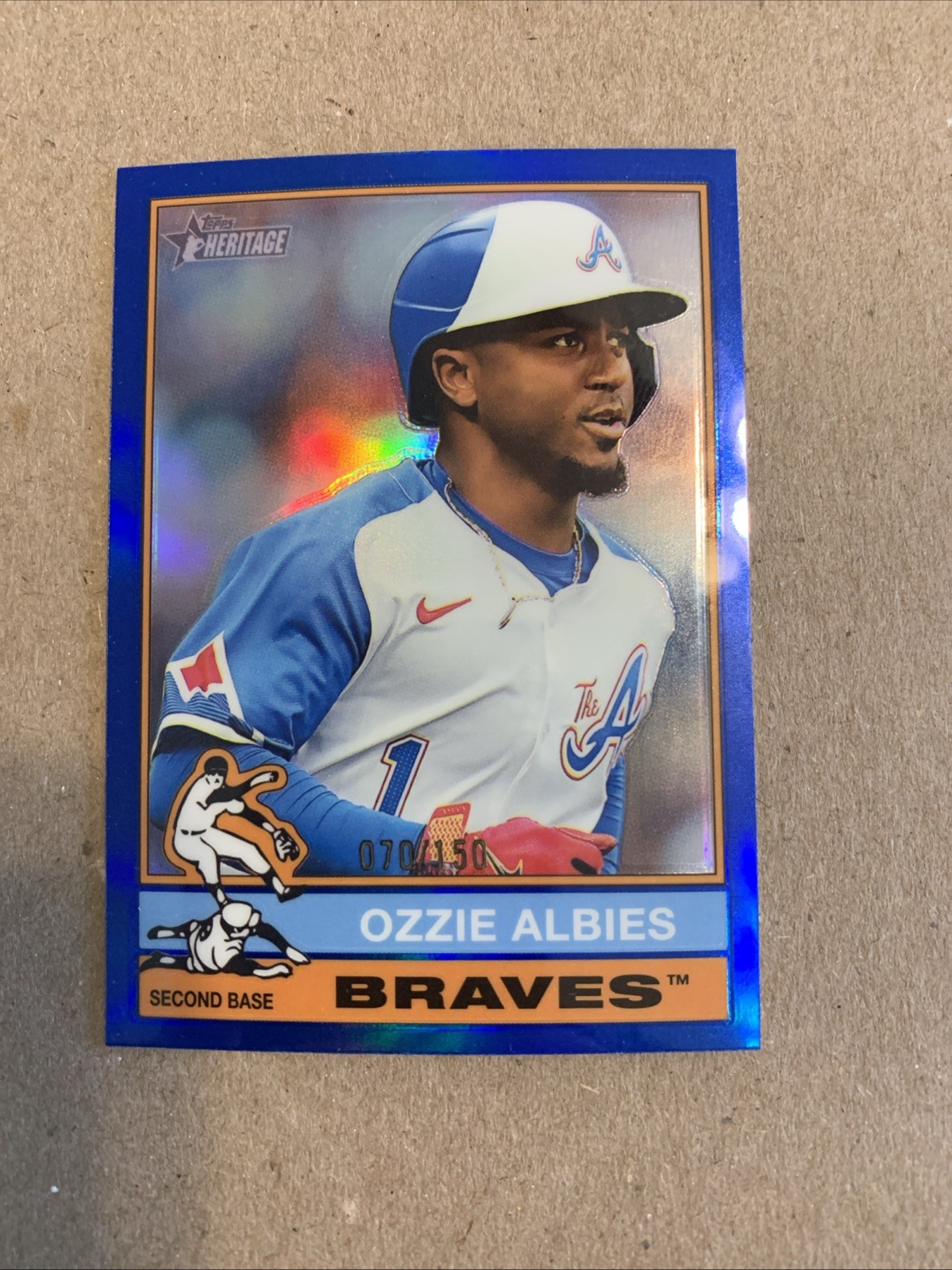 2025 Topps Heritage BLUE Chrome Parallel #365 Ozzie Albies /150