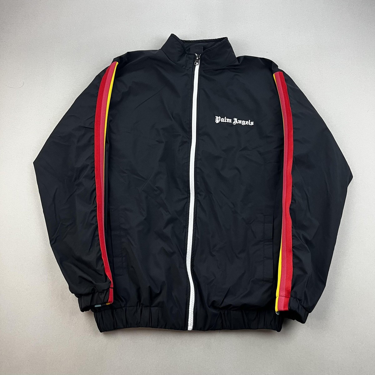 palm Angels ジャケット 黒 ストライプ Palm Angels Track Jacket Mens XL Black Logo Stripe Full Zip
