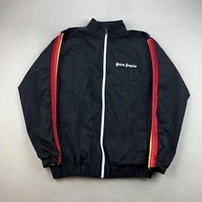 Palm Angels Track Jacket Mens XL Black Logo Stripe Full Zip Athletic Made Italy