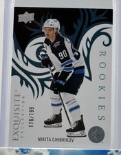 2024-25 Ice #R-33 Nikita Chibrikov Exquisite Rookies Platinum Blue #/199