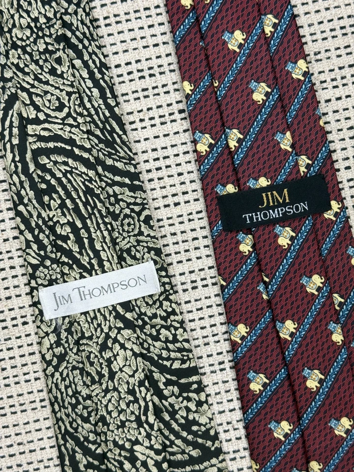 LOTE DE 2 CORBATAS JIM THOMPSON HOMBRE DISEÑO MIXTO HECHAS EN TAILANDIA Foto 4 de 4