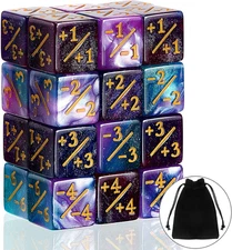 Sumind 24 Pcs Magic Life Counter Dice -1/+1 Counters Commander Buff Tokens 6 Sid