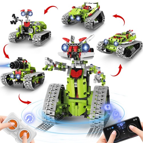 VOPOGLNE 5 in 1 STEM Robot Building Kit, APP & Remote Control Robotics ...
