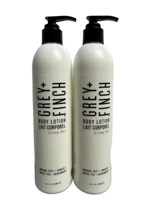 2 PACK Grey + Finch Crisp Air BODY LOTION Hand Cream 12oz Dovelok Pump Bottles