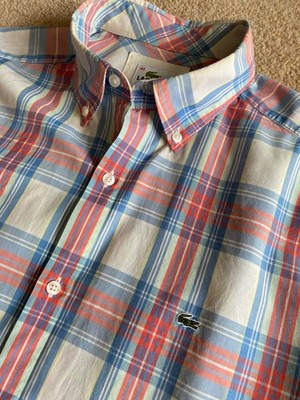 LACOSTE SLIM FIT BOLD SOMMER KARIERTES LANGARM HEMD 40 S / M MEDIUM