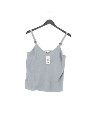 Topshop Damen Top UK 8 Blau Viskose mit Polyester Ärmellos V-Ausschnitt Cropped