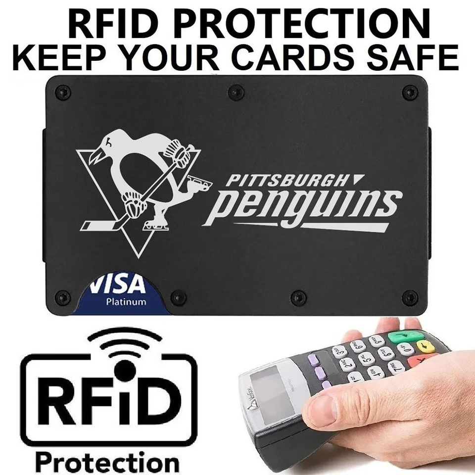 Pittsburgh Penguins Titanium Carbon Fiber RFID Blocking Wallet Gift D7 - Image 2 of 4