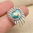 Oyster Turquoise Ring 925 Sterling Silver Statement Men's Gift Ring All Size S58