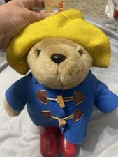 Vintage Paddington Bear Plush 1975 Eden Toys Red Rain Boots