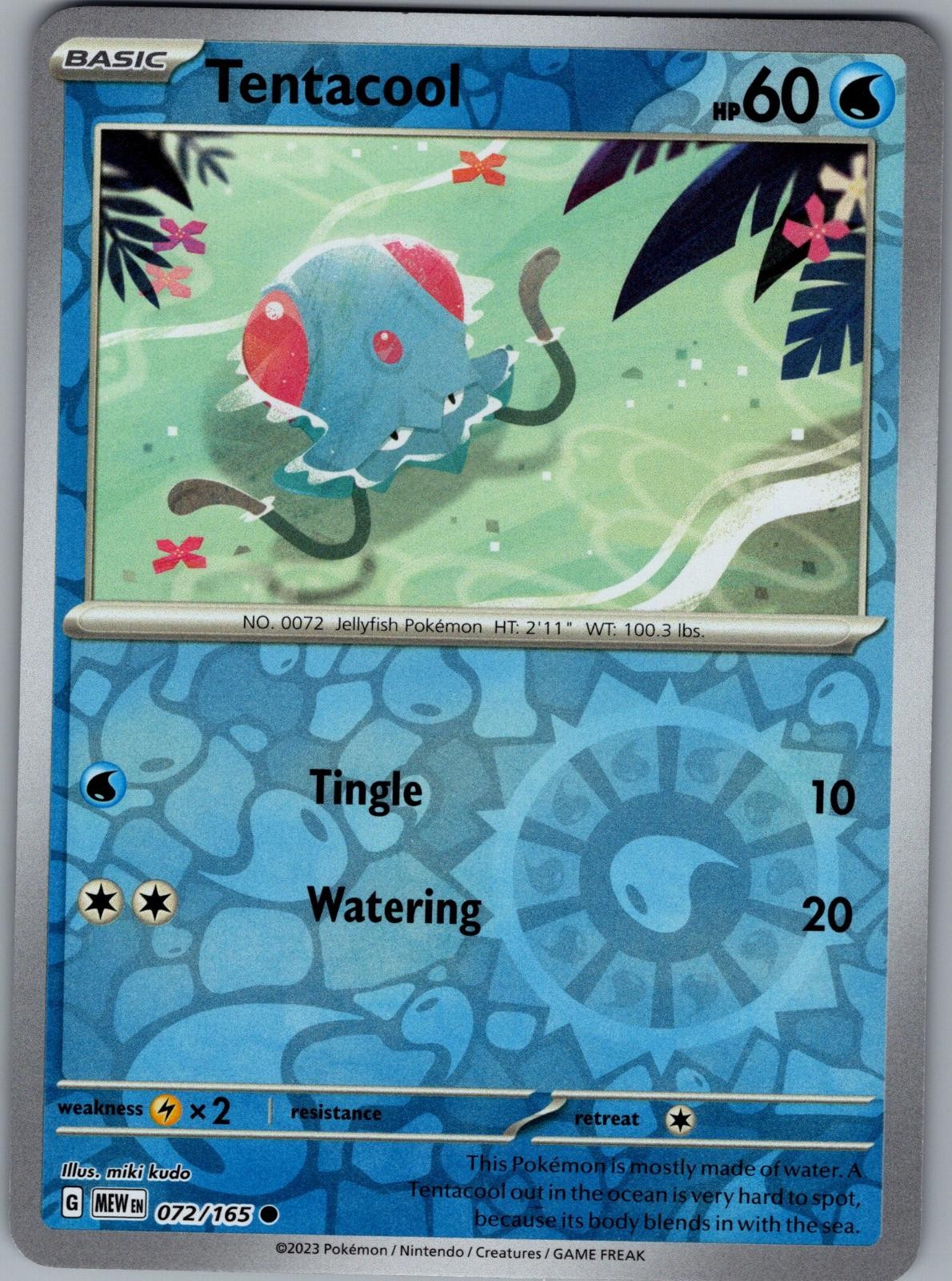 Tentacool 072/165 Common 151 Pokemon Reverse Holo Near Mint