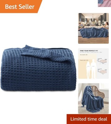 Gentlesoft 100% Cotton Waffle Weave Throw Blanket 50x70 - Breathable & Cozy