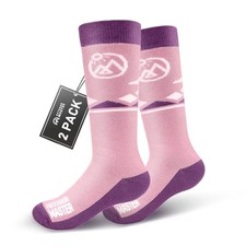 Merino Wool Ski Socks for Kids, Boys  Girls, Thermal X-Small Z -Peach Pink