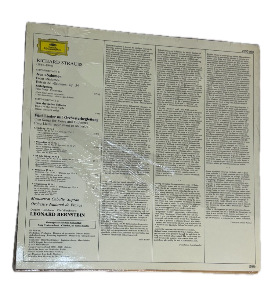 Strauss: Salome, Dance of Seven Veils, 5 Songs, 1978 Made in Germany - NM Vinyl - Image 3 of 4