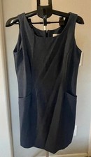 Maren Size 12 Navy Blue Sleeveless Sheath Dress Pockets Made in USA Vintage
