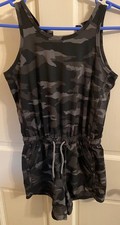 Athleta Girl On The Go Romper Grey Camouflage Girl's Size M 8-10 new