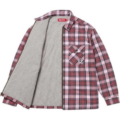 Supreme Thermal Lined Zip Up Flannel Shirt Medium Red | eBay