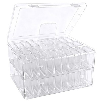 Bead Organizer , 60 Pcs Small Clear Plastic Storage Containers with Hinged Li...